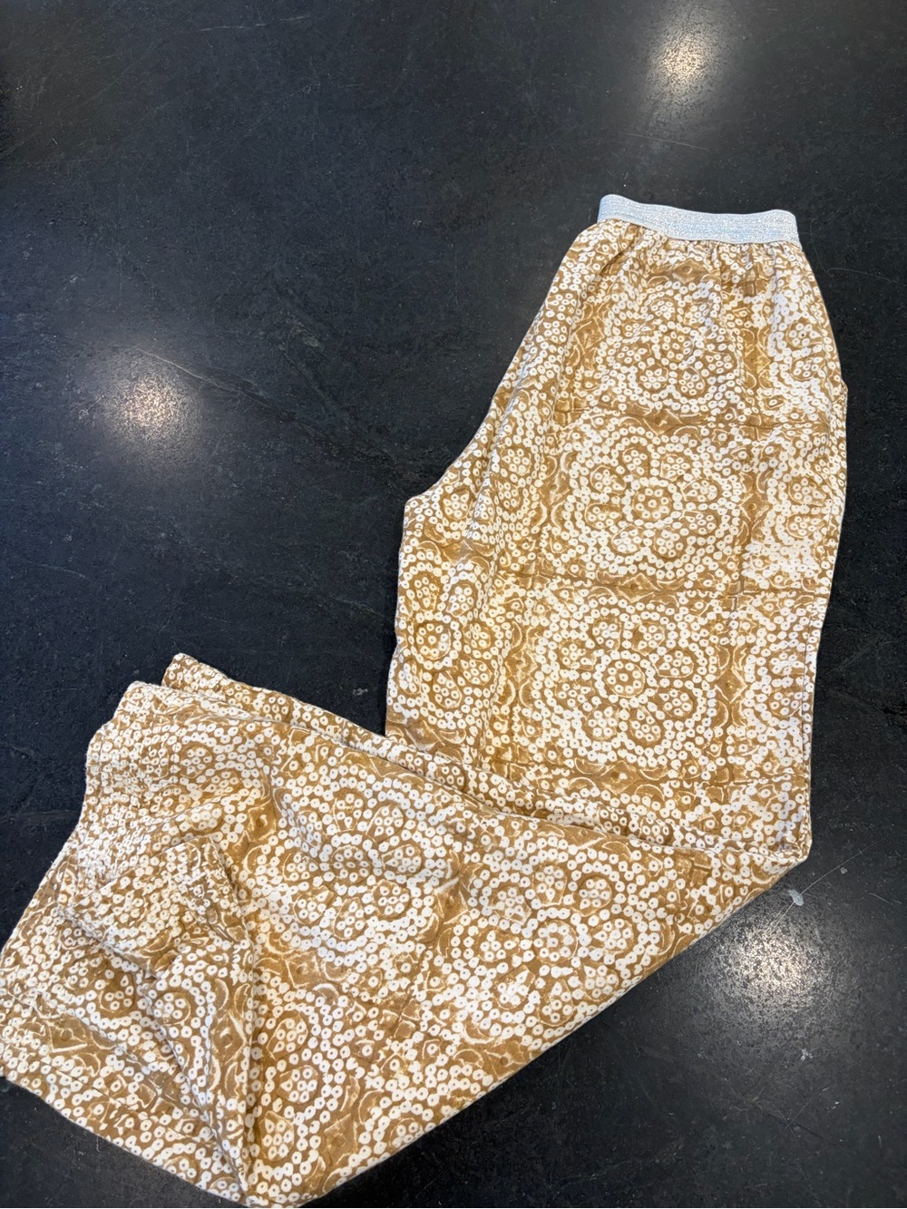 Kerry Cassill - Wide-Leg Women's Pants in Mustard Floral Print